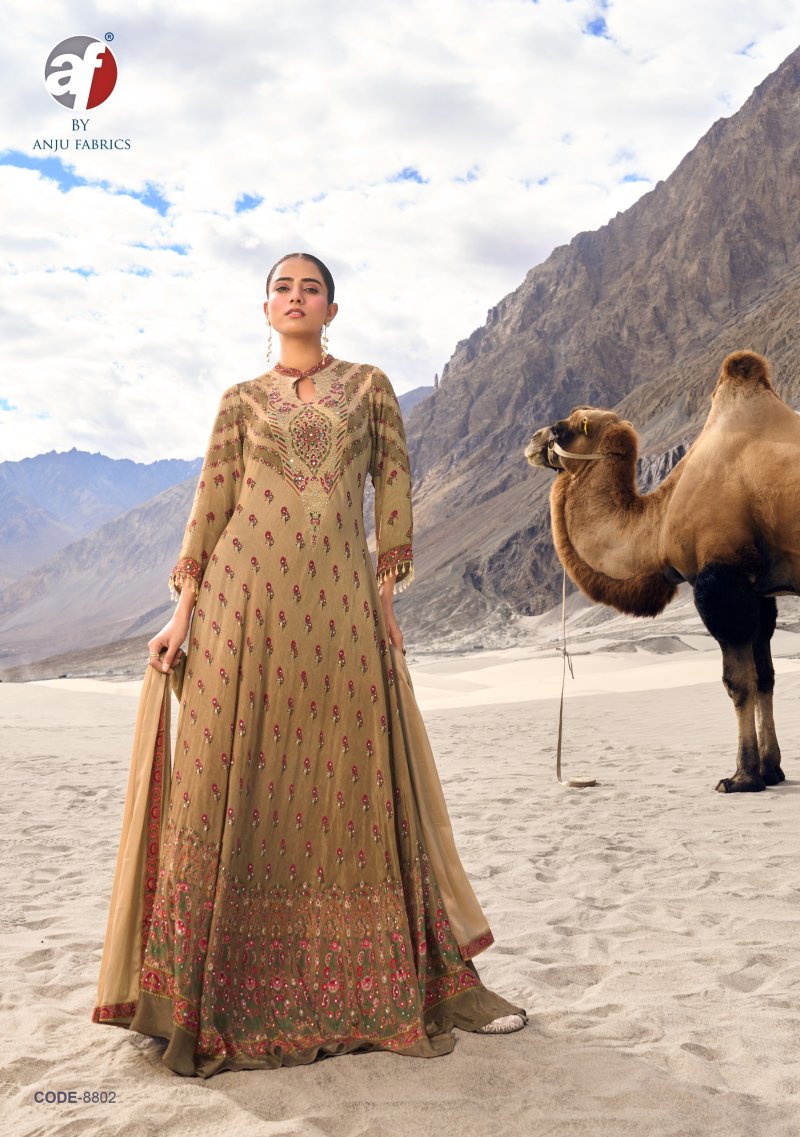 Deedar Vol 3 By Af Natural Crepe Gown With Dupatta